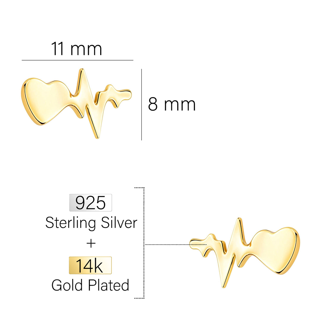 Herzschlag Ohrstecker in 925 Silber