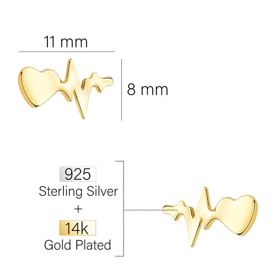 Herzschlag Ohrstecker in 925 Silber