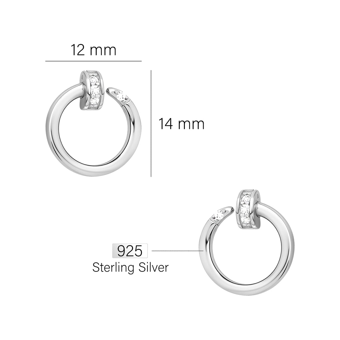 Kreis Ohrstecker in 925 Silber
