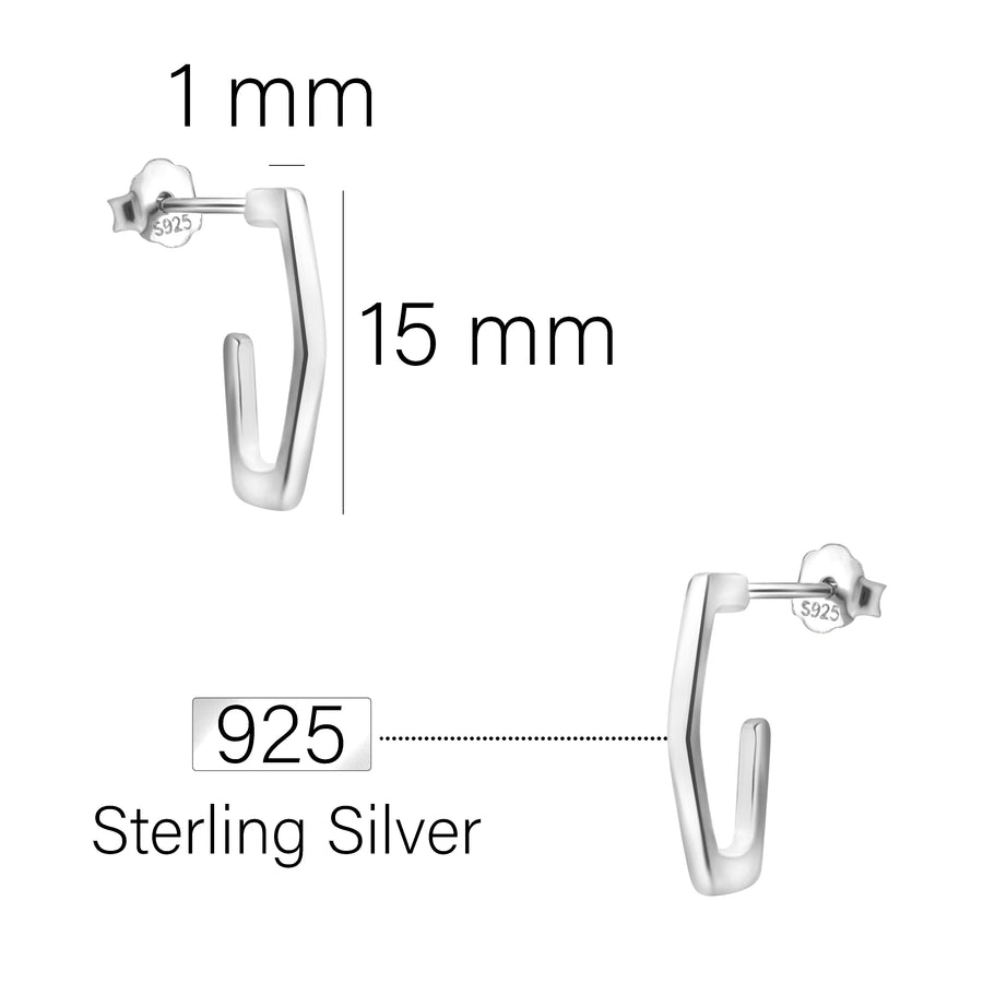 Hexagon Ohrstecker in 925 Silber