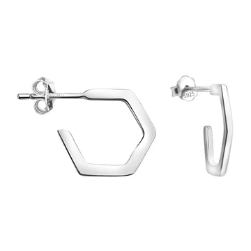Hexagon Ohrstecker in 925 Silber