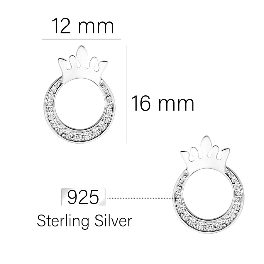 Krone Ohrstecker in 925 Silber