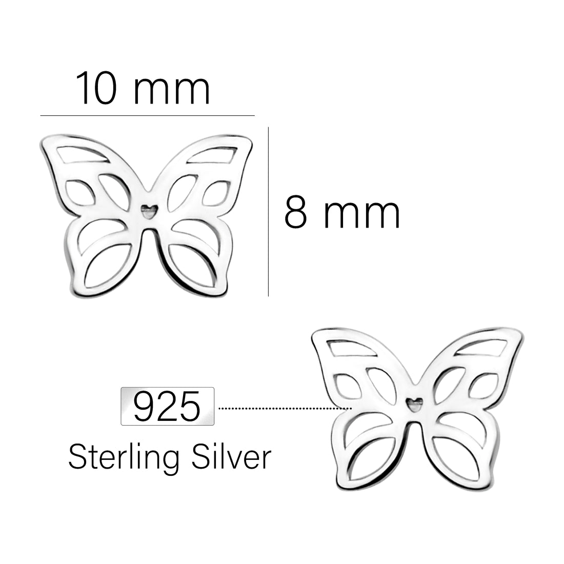 Schmetterling Ohrstecker in 925 Silber