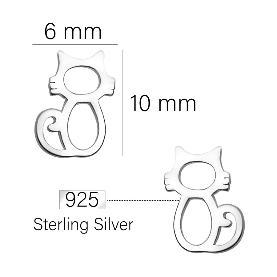 Katze Ohrstecker in 925 Silber