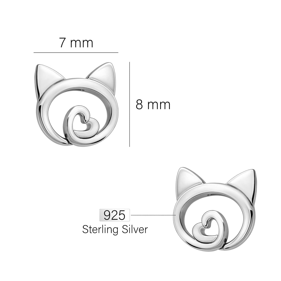 Katze Ohrstecker in 925 Silber