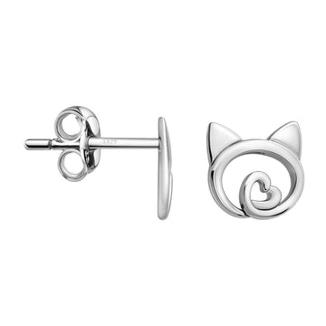 Katze Ohrstecker in 925 Silber