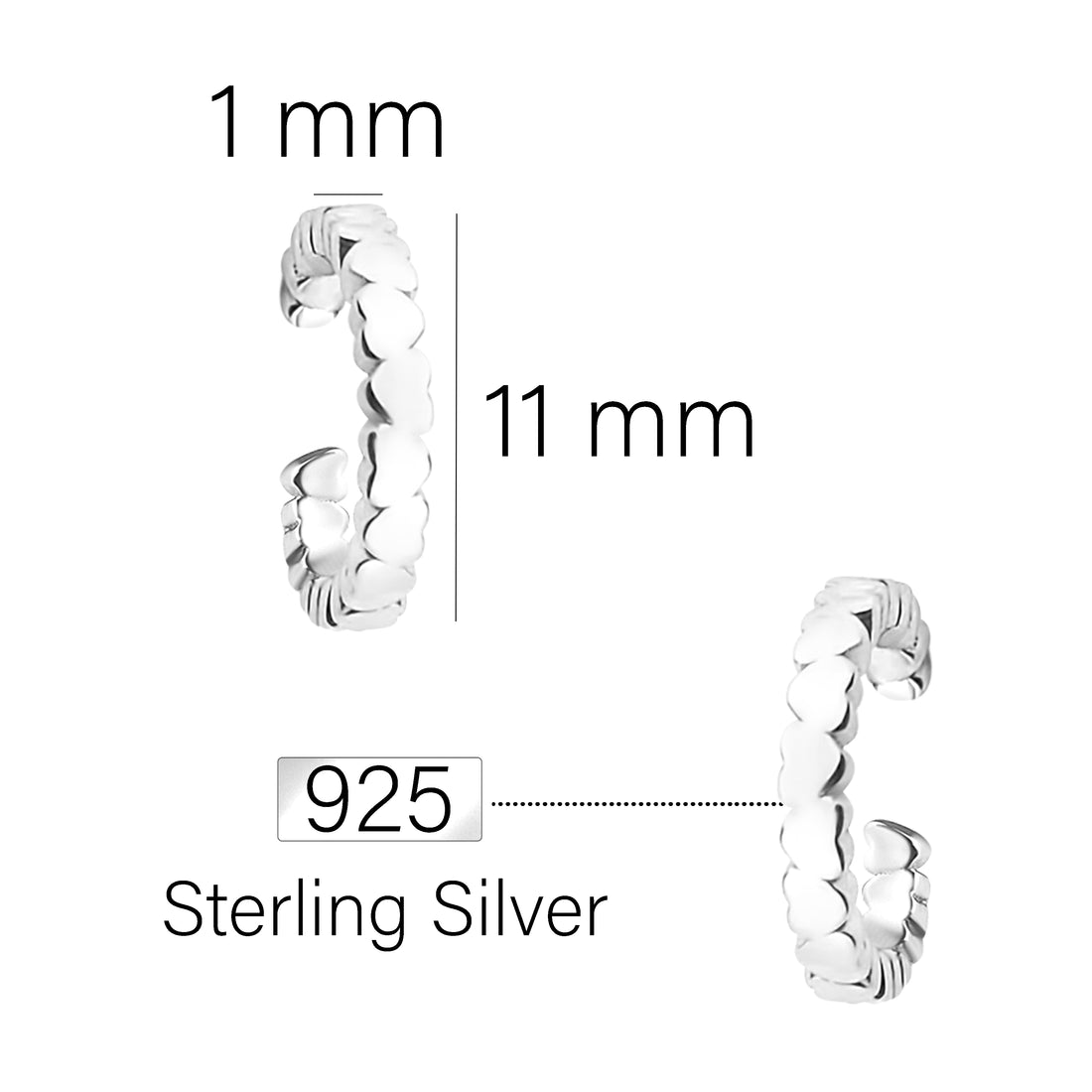 Herz Ear Cuff in 925 Silber