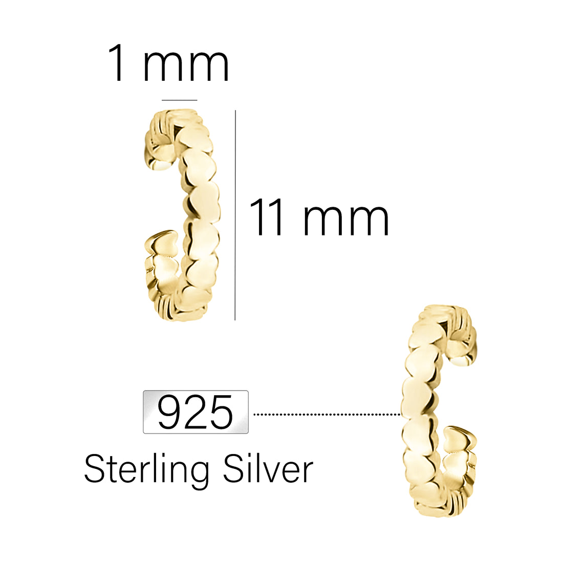 Herz Ear Cuff in 925 Silber