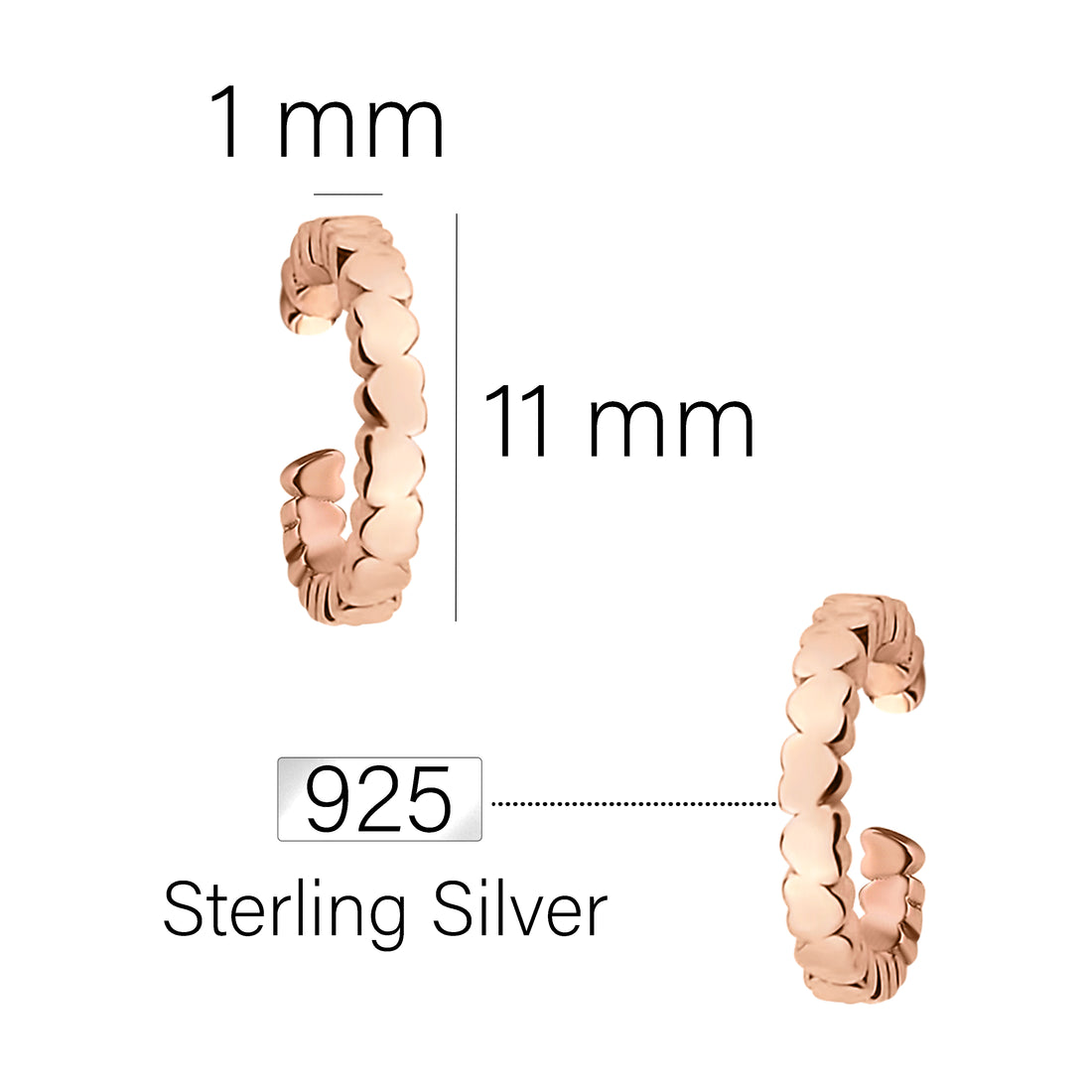 Herz Ear Cuff in 925 Silber
