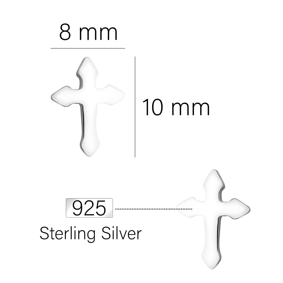 Kreuz Ohrstecker in 925 Silber