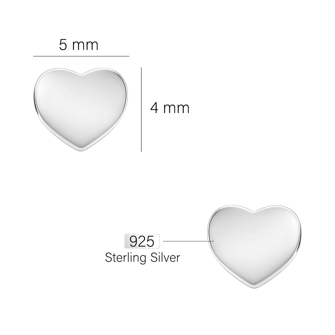 Herz Ohrstecker in 925 Silber