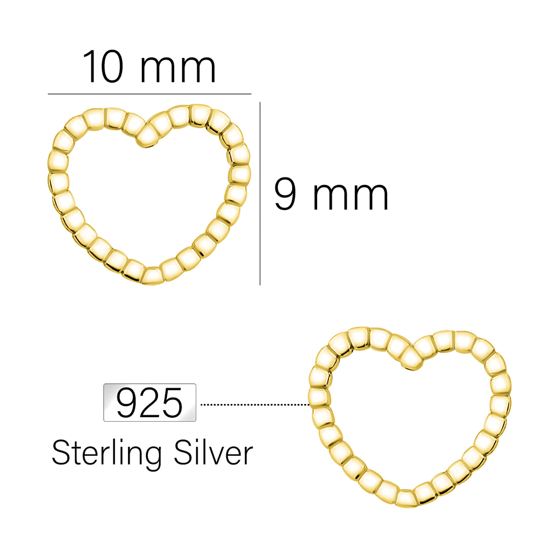 Herz Ohrstecker in 925 Silber