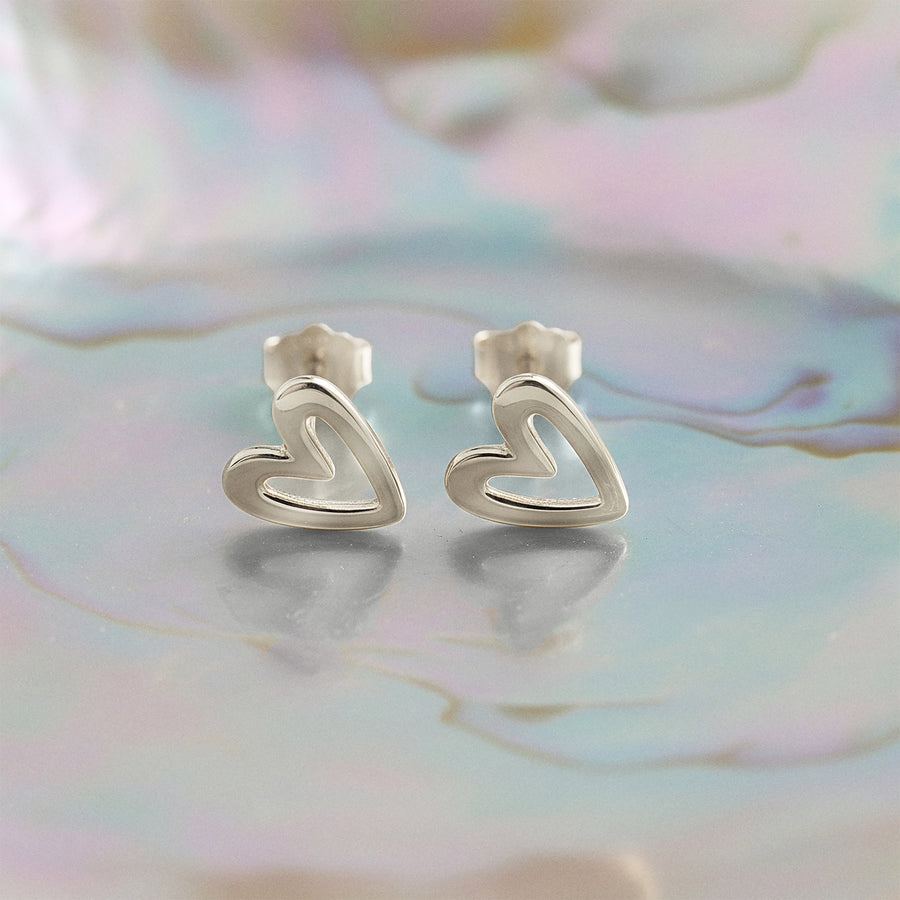 Herz Ohrstecker in 925 Silber