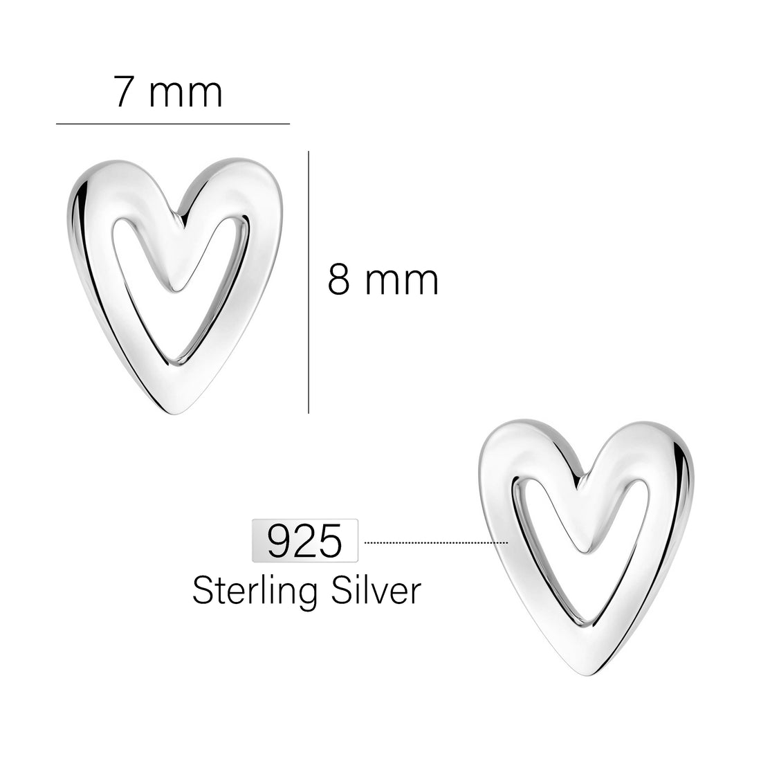 Herz Ohrstecker in 925 Silber