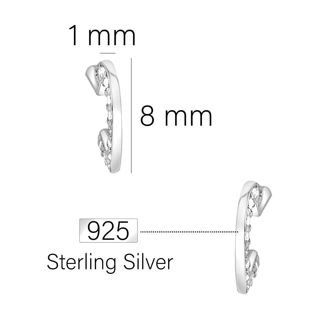 Herz Ohrstecker in 925 Silber