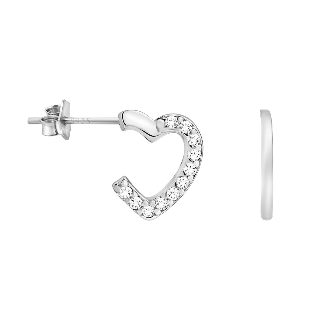 Herz Ohrstecker in 925 Silber