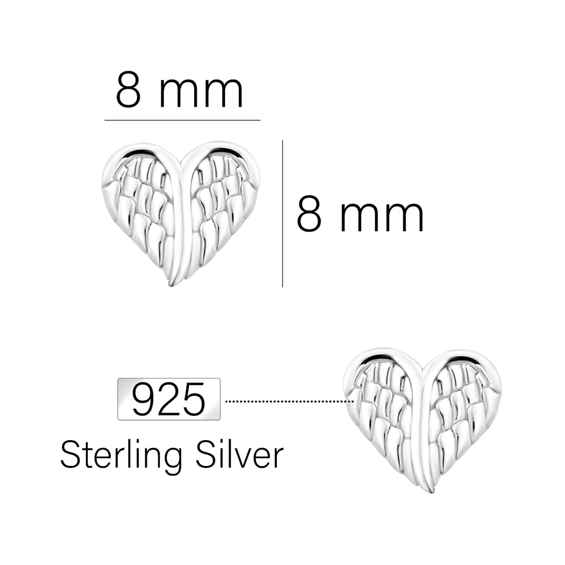 Herz Ohrstecker in 925 Silber