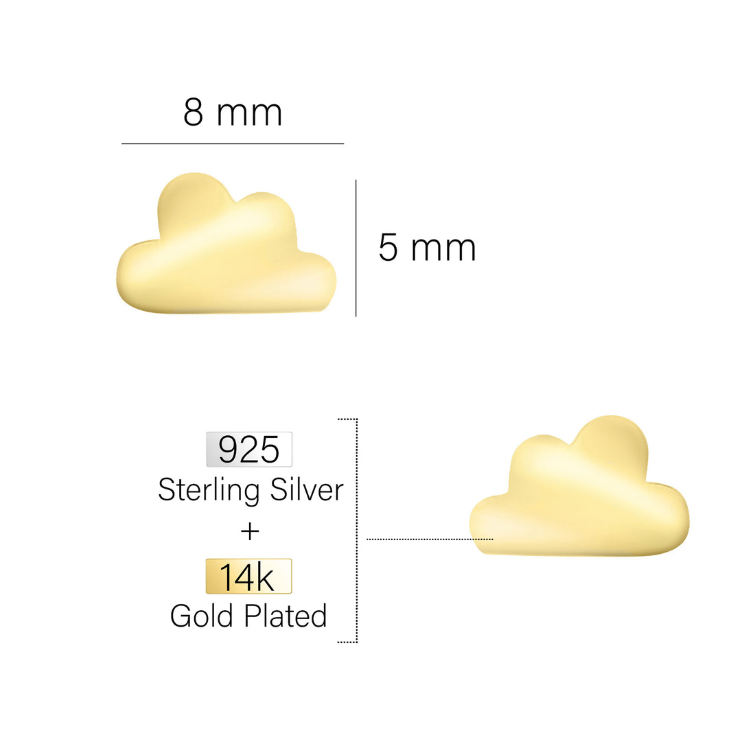 Wolke Ohrstecker in 925 Silber