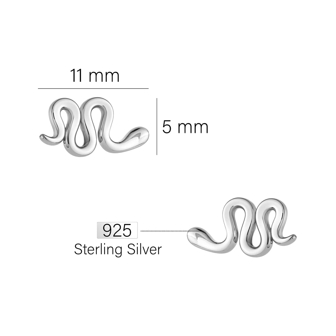 Schlange Ohrstecker in 925 Silber