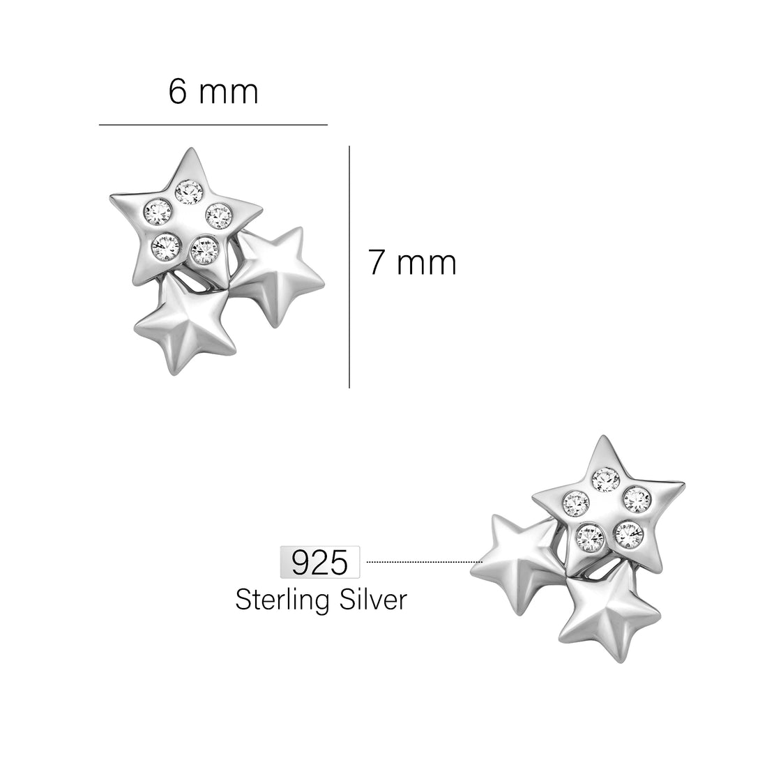 Stern Ohrstecker in 925 Silber