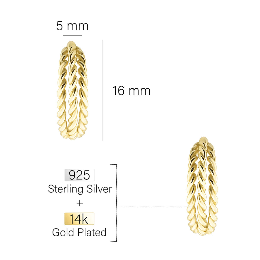 Verdreht Steck Creolen in 925 Silber