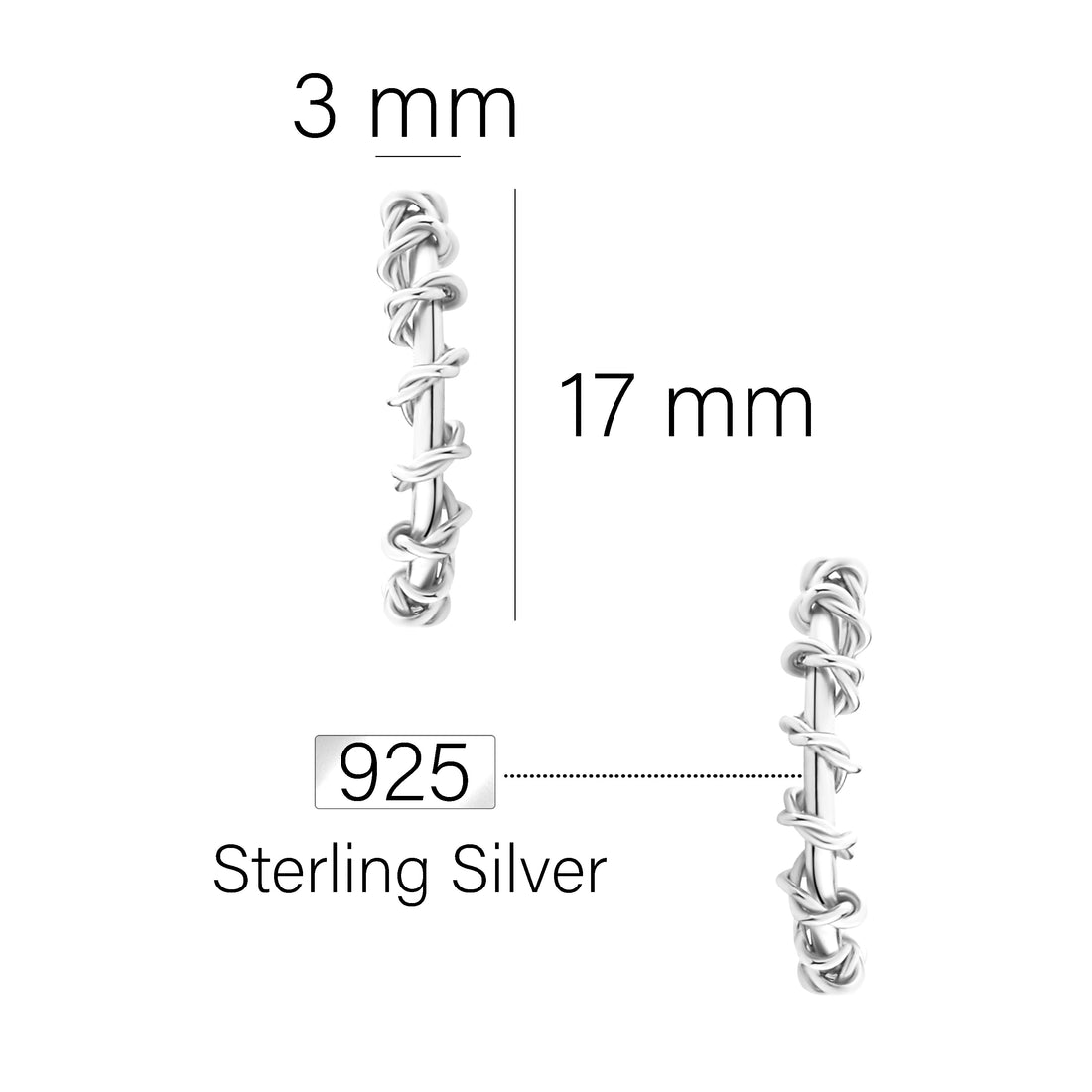Gewickelt Creolen in 925 Silber