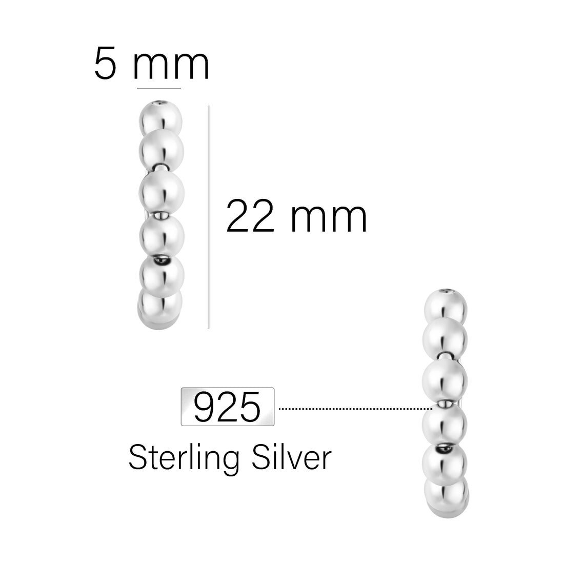Kugel Creolen in 925 Silber