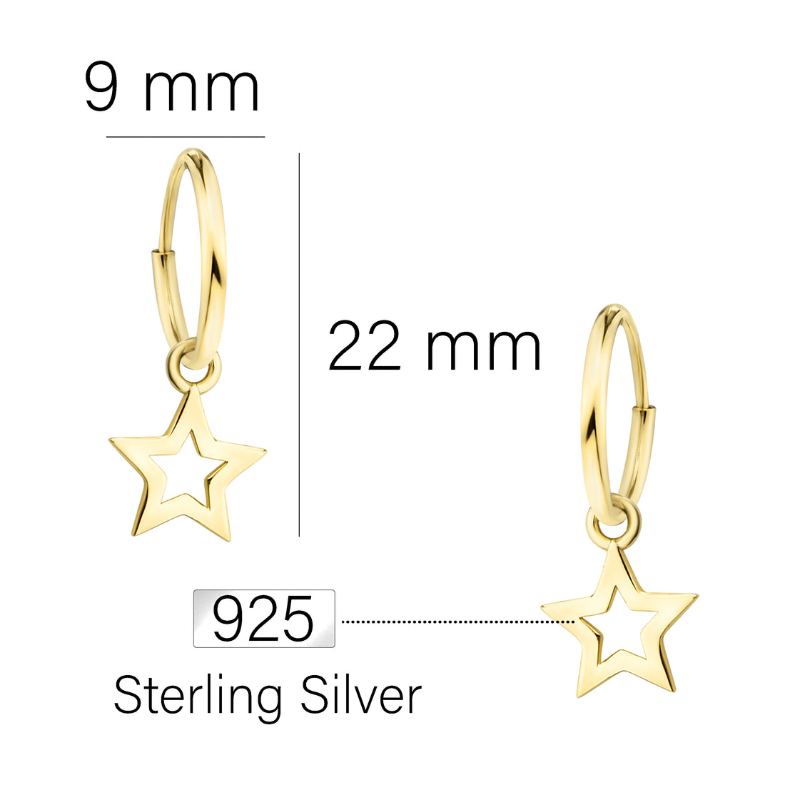 Stern Ohrhänger in 925 Silber