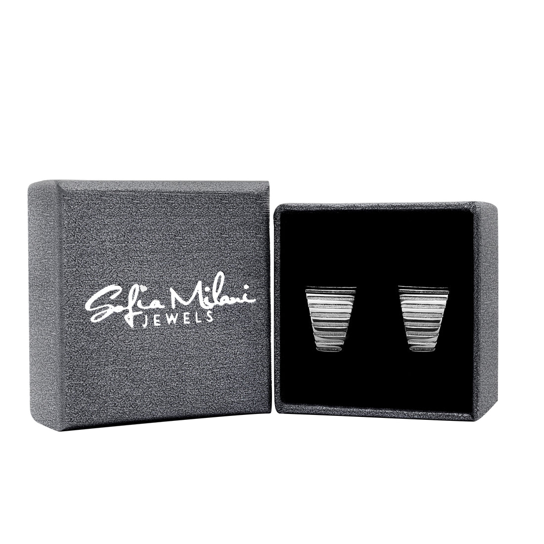 Geriffelt Ohrstecker in 925 Silber