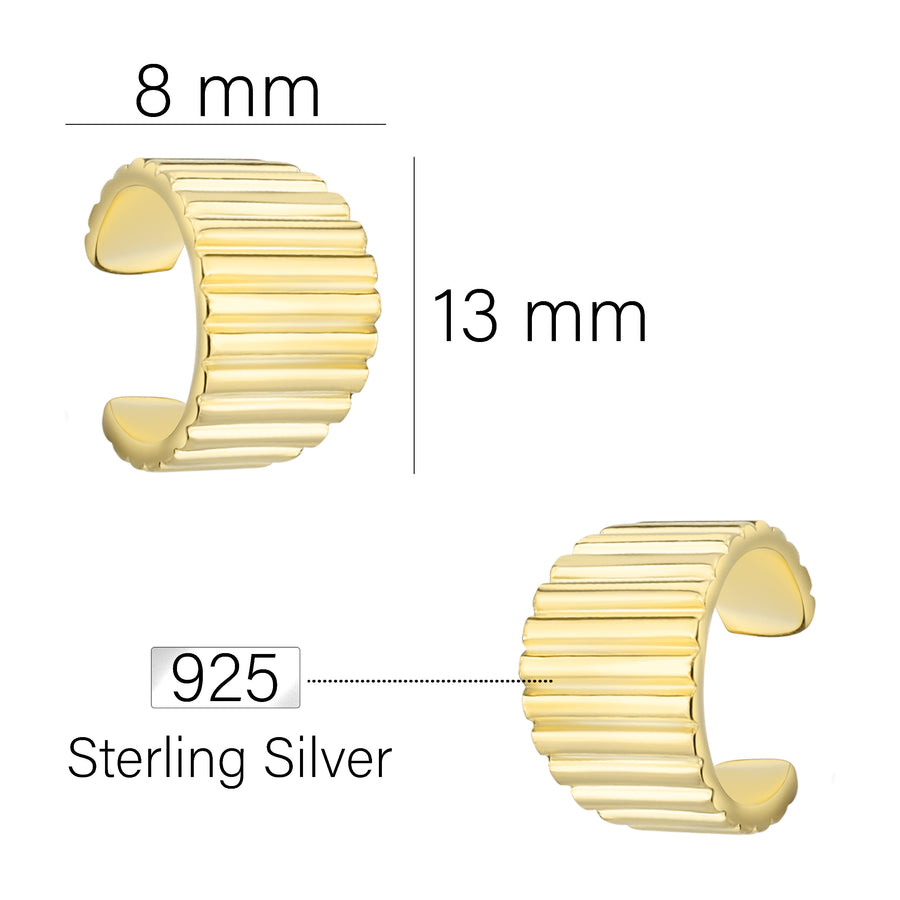 Geriffelt Ohrstecker in 925 Silber
