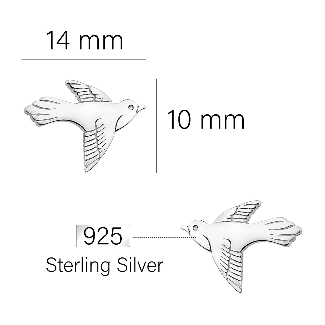 Vogel Ohrstecker in 925 Silber