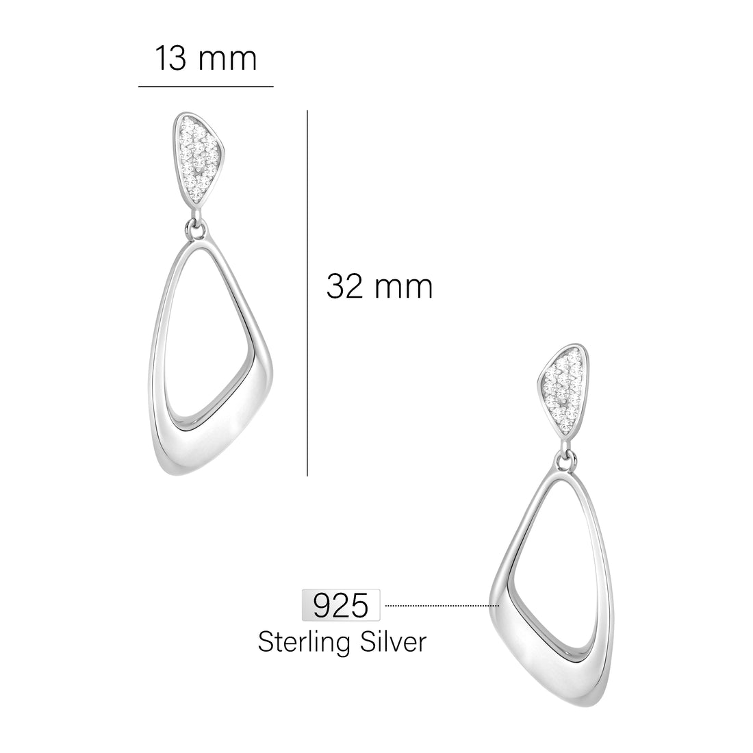 Oval Ohrhänger in 925 Silber