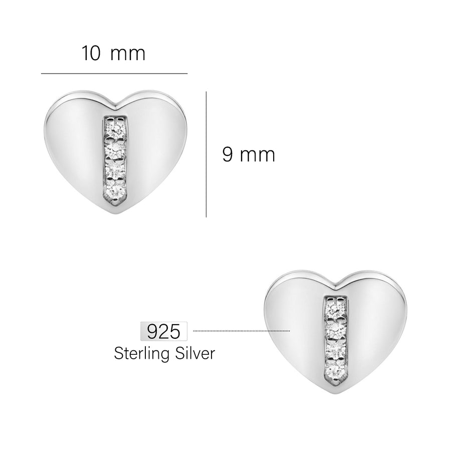 Herz Ohrstecker in 925 Silber