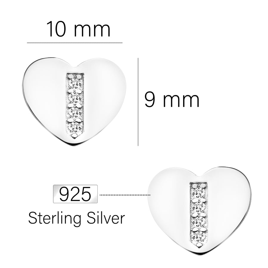 Herz Ohrstecker in 925 Silber