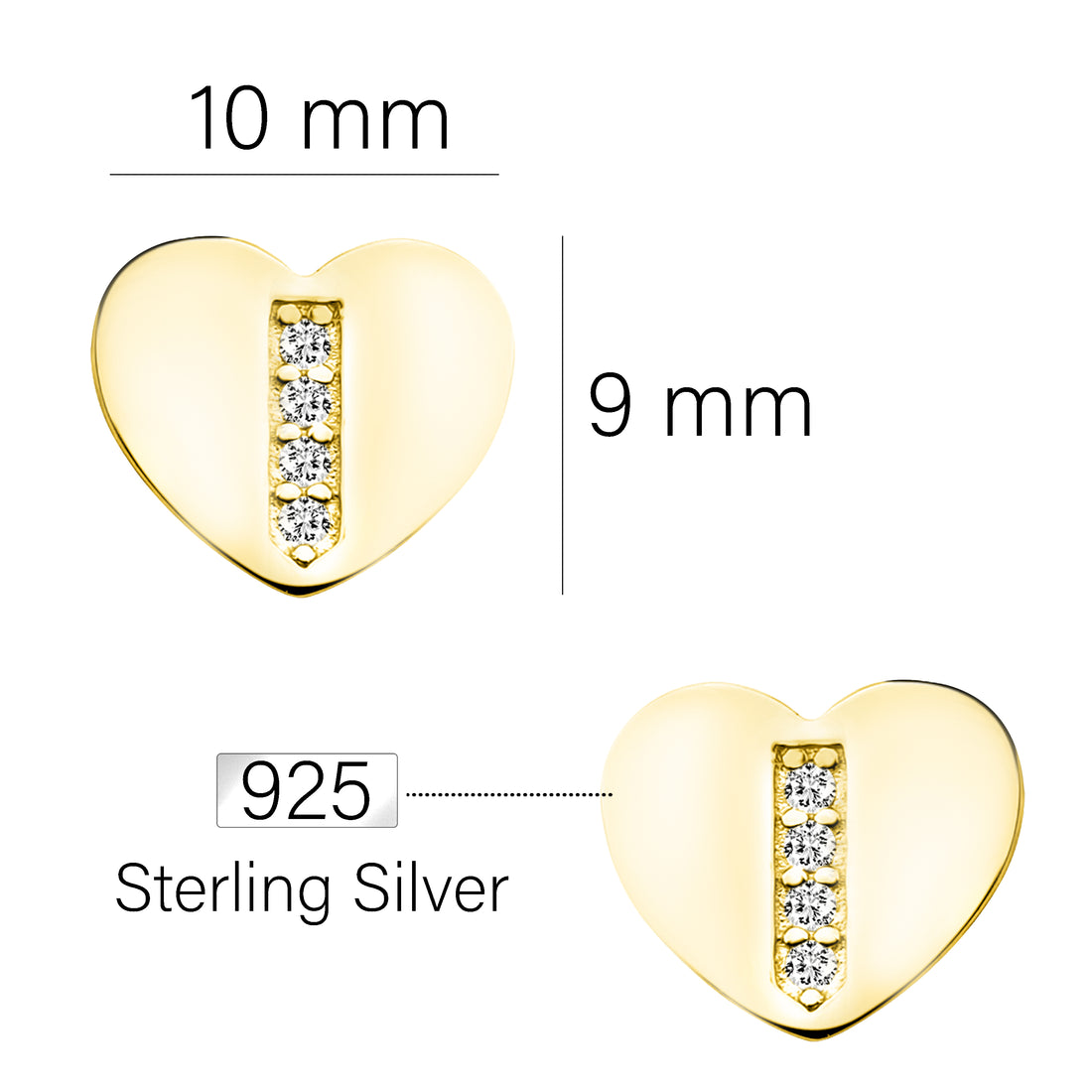 Herz Ohrstecker in 925 Silber