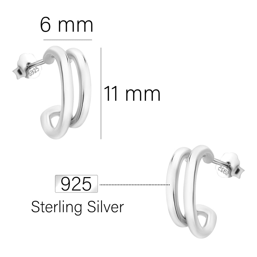 Doppel Steck Creolen in 925 Silber