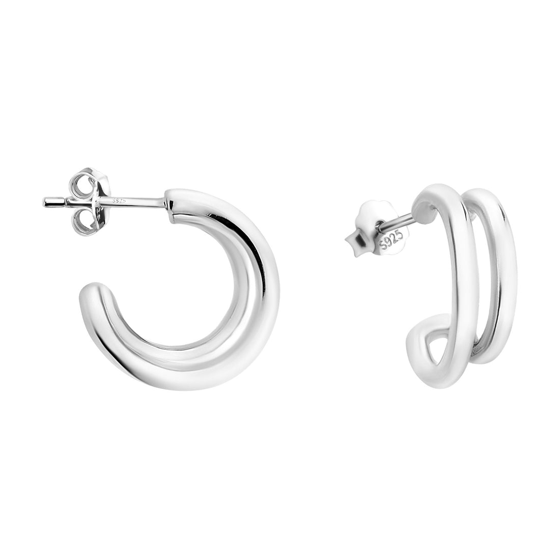 Doppel Steck Creolen in 925 Silber