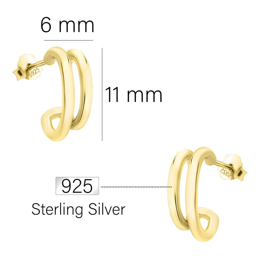 Doppel Steck Creolen in 925 Silber
