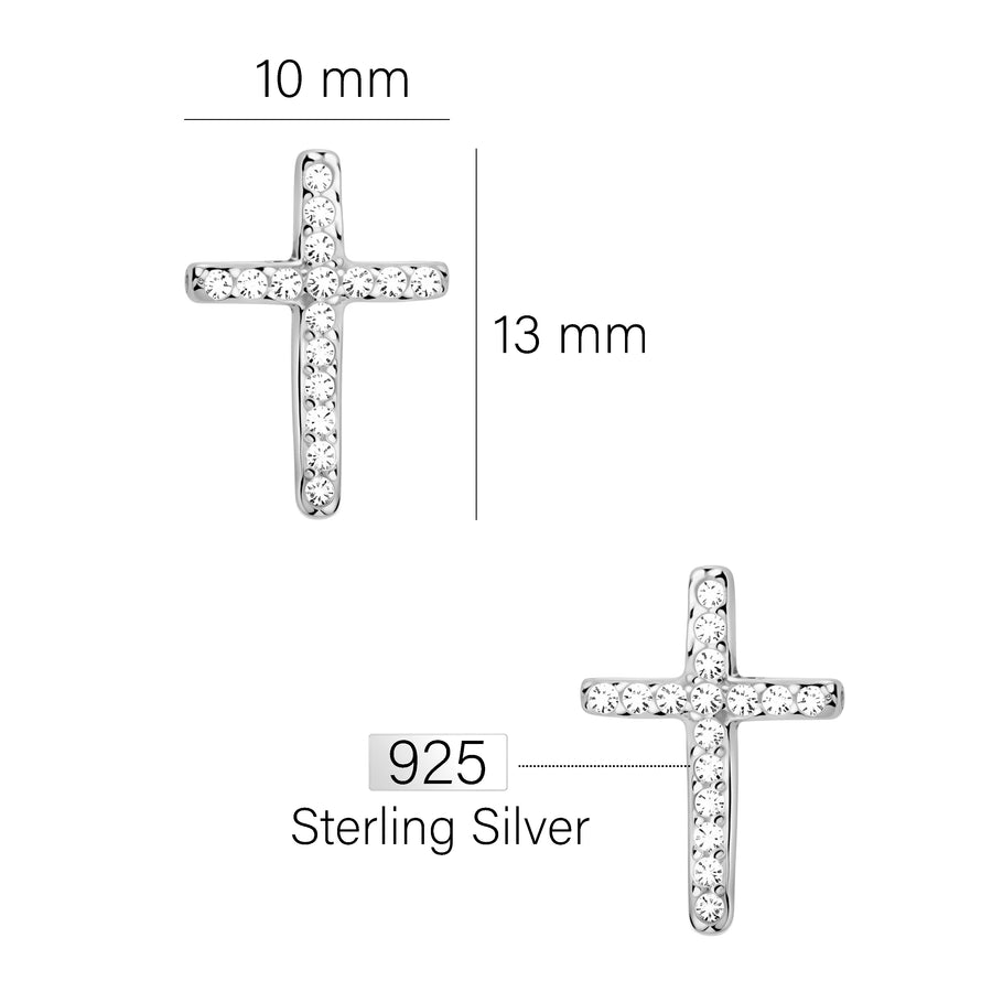 Kreuz Ohrstecker in 925 Silber