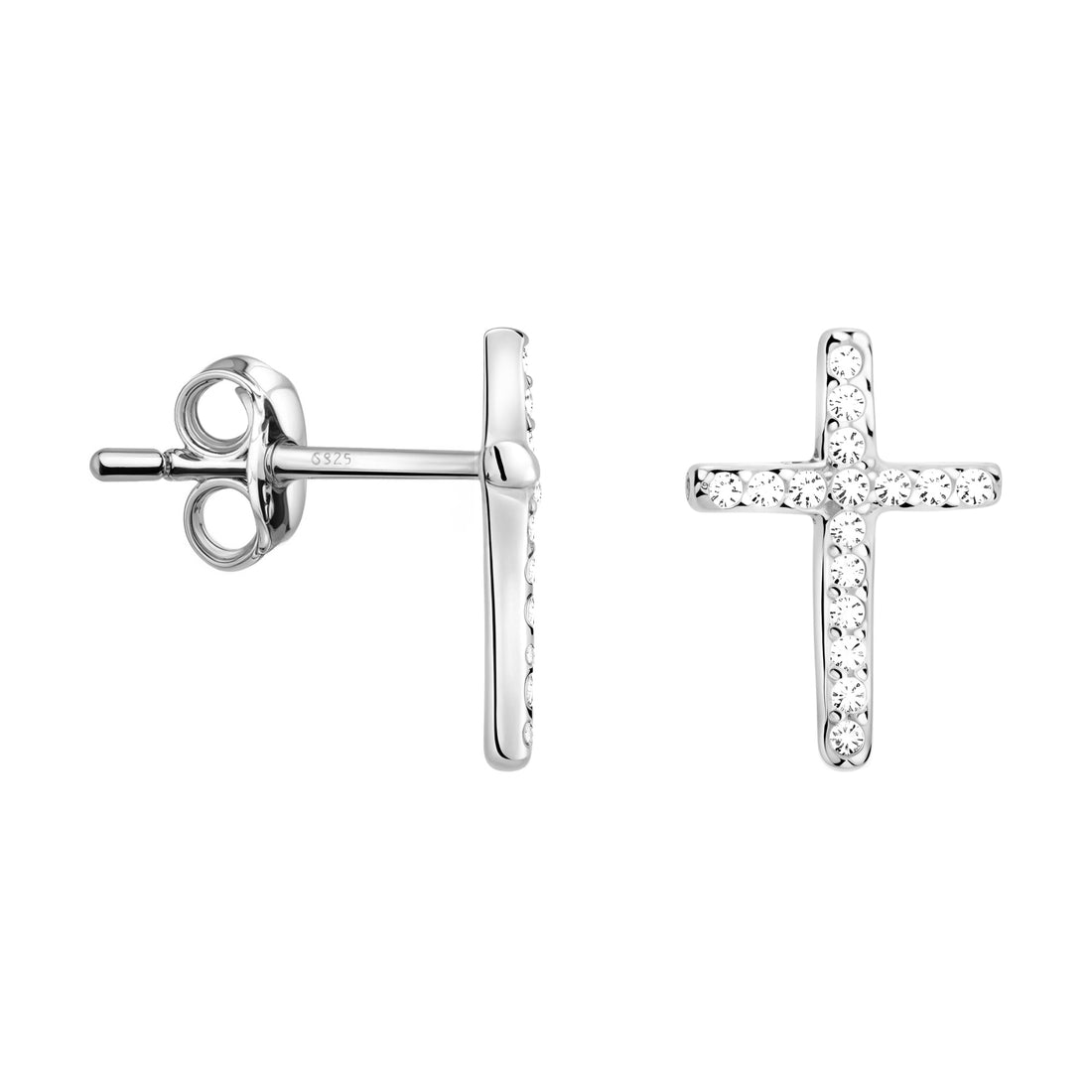 Kreuz Ohrstecker in 925 Silber