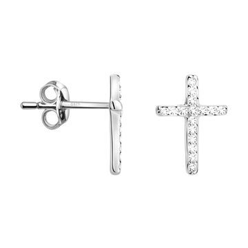 Kreuz Ohrstecker in 925 Silber