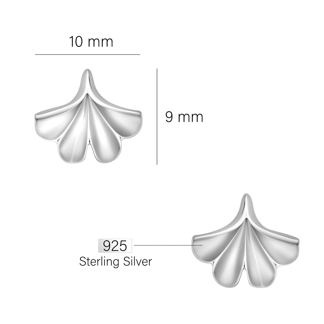 Gingko Blatt Ohrstecker in 925 Silber