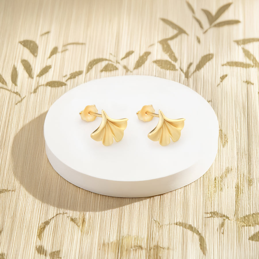 Gingko Blatt Ohrstecker in 925 Silber
