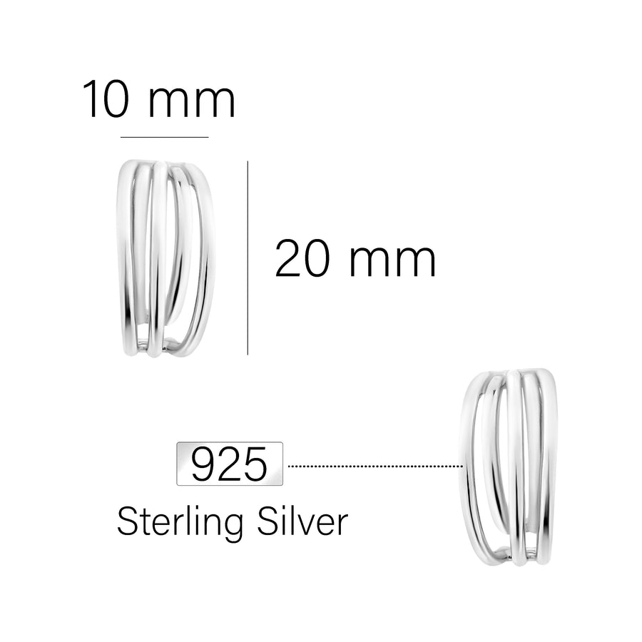 Gebogen Steck Creolen in 925 Silber
