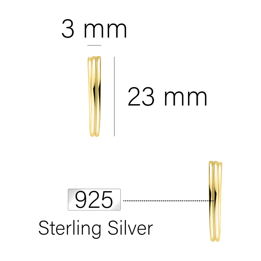 Gebogen Steck Creolen in 925 Silber