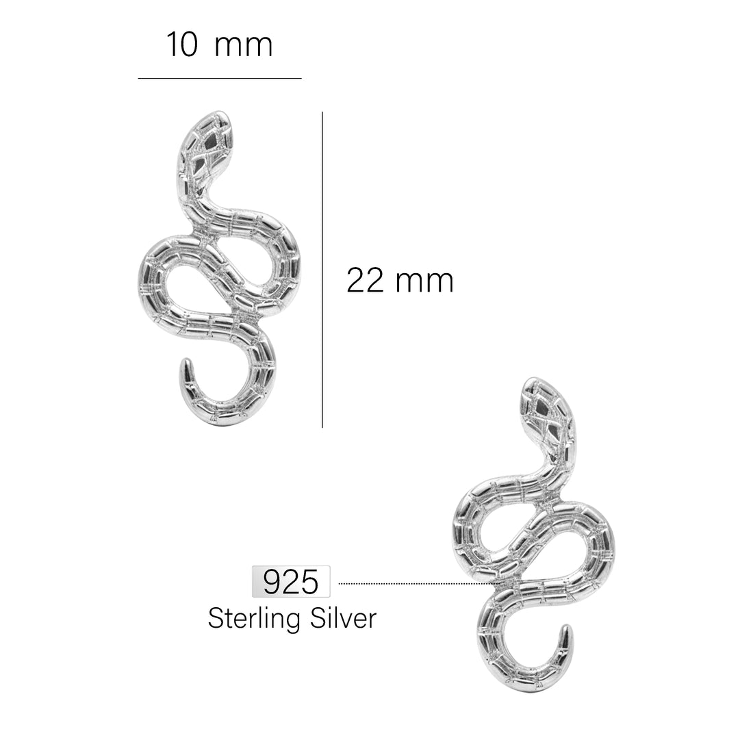 Schlange Ohrstecker in 925 Silber