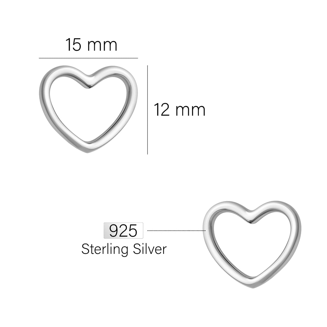 Herz Ohrstecker in 925 Silber