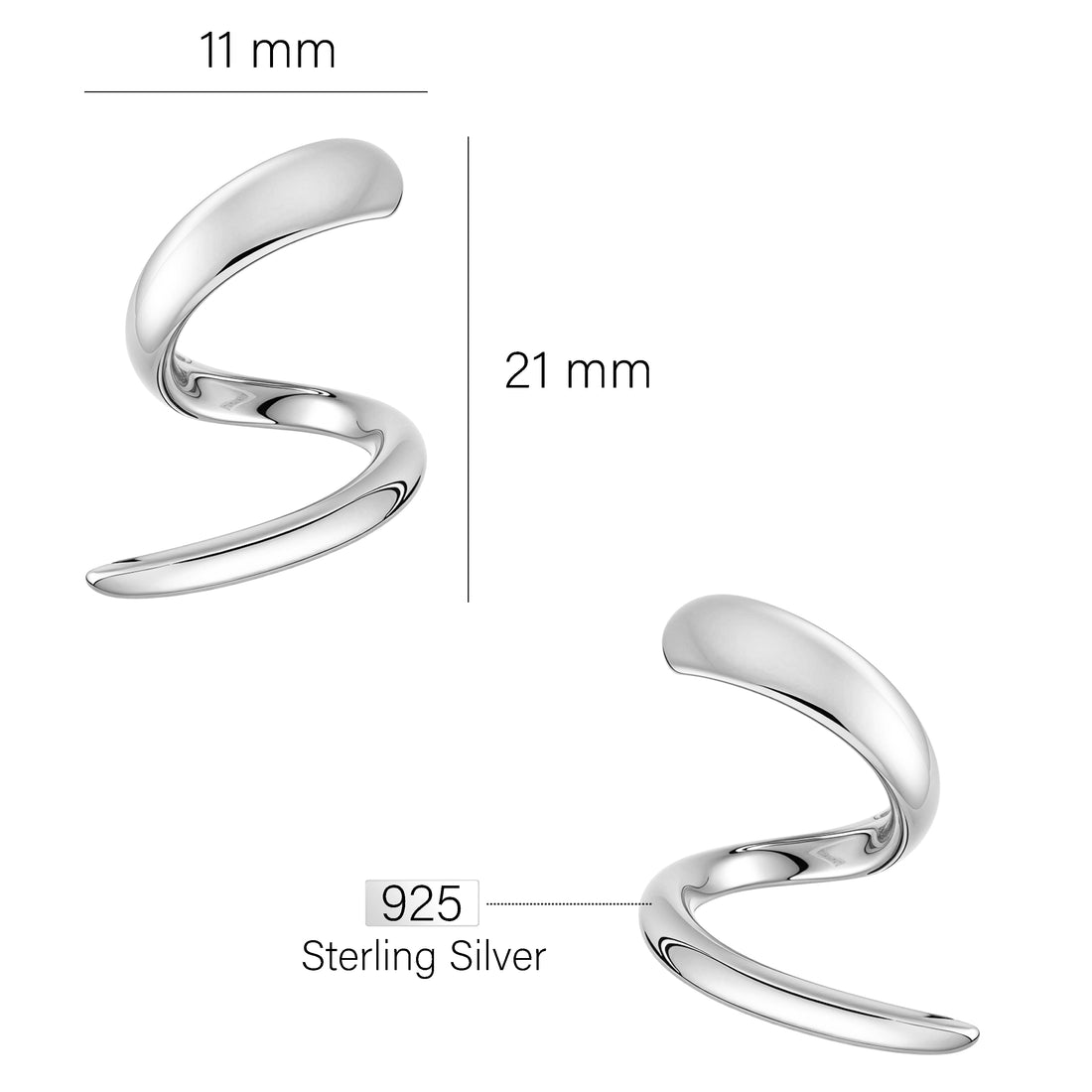 Gebogen Ohrstecker in 925 Silber