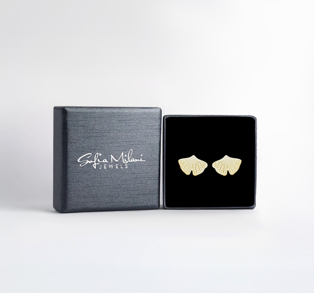 Gingko Blatt Ohrstecker in 925 Silber