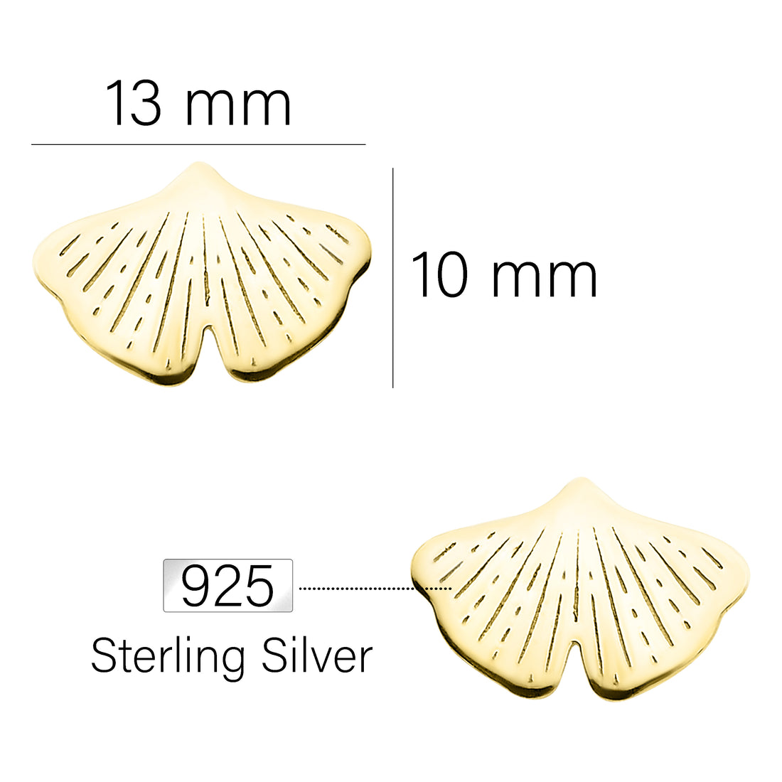 Gingko Blatt Ohrstecker in 925 Silber